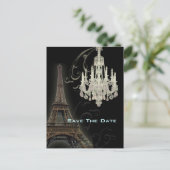 Paris Eiffel Tower Hochzeit speichern Sie das Datu Ankündigungspostkarte (Stehend Vorderseite)