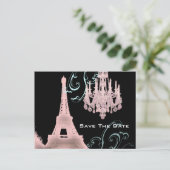 Paris Eiffel Tower Hochzeit speichern Sie das Datu Ankündigungspostkarte (Stehend Vorderseite)