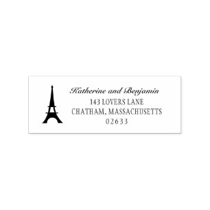 Paris Eiffel Tower   Hochzeitsfeier Rücksendeadres Gummistempel