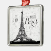 Paris Eiffel Tower Ihren Namen hinzufügen Silbernes Ornament (Links)