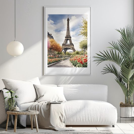 Paris Eiffel Tower Illustration Poster