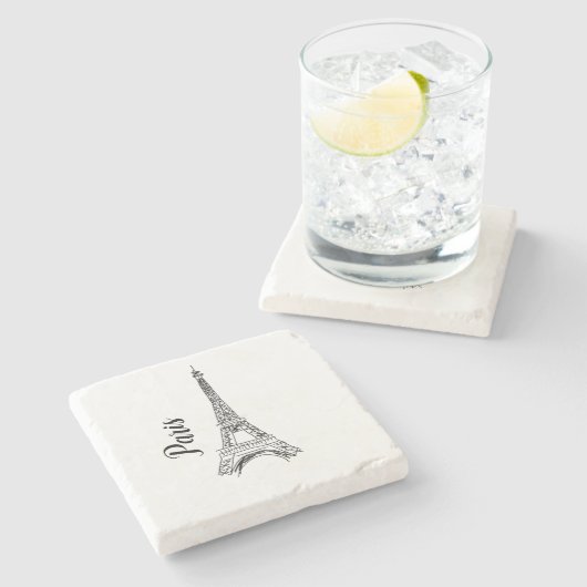 Paris Eiffel Tower Illustration Stone Untersetzer (Seitenansicht)