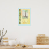 Paris Eiffel Tower illustriert POSTER (Küche)