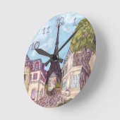 Paris Eiffel Tower inspired clock fabric numbers Runde Wanduhr (Winkel)