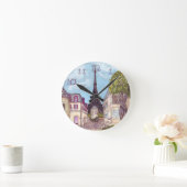 Paris Eiffel Tower inspired clock fabric numbers Runde Wanduhr (Zuhause)