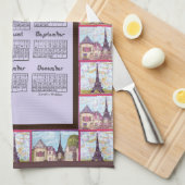 Paris Eiffel Tower Inspired Collage 2026 calendar Geschirrtuch (Viertel Falte)