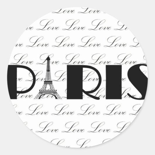 Paris Eiffel Tower Liebe Runder Aufkleber (Vorderseite)