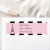 Paris Eiffel Tower Light Pink Schwarz-weiß Labels (Insitu)