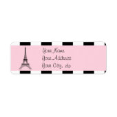Paris Eiffel Tower Light Pink Schwarz-weiß Labels (Vorne)