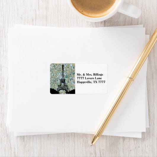 Paris Eiffel Tower Marlble Sky Adressaufkleber (Insitu)