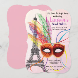 Paris Eiffel Tower Masquerade Sweet 16 Einladung