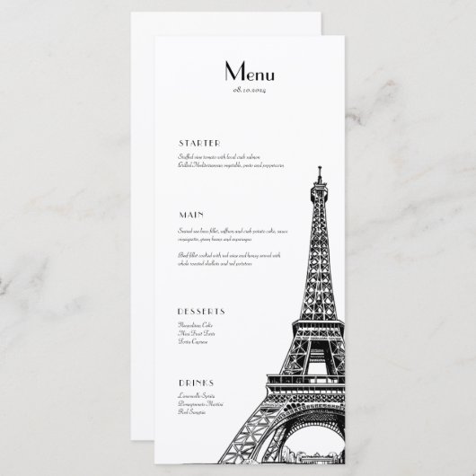 Paris Eiffel Tower Menü für Veranstaltungen Menükarte (Vorne/Hinten)