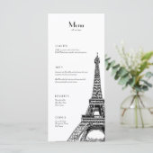 Paris Eiffel Tower Menü für Veranstaltungen Menükarte (Stehend Vorderseite)
