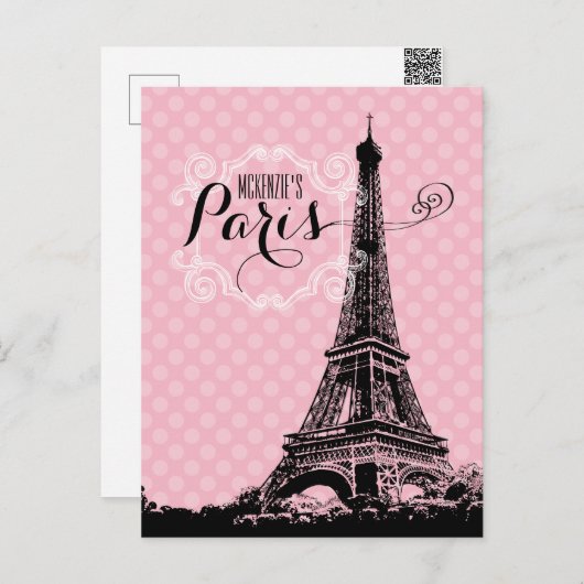 Paris Eiffel Tower Name Postkarte (Vorne/Hinten)