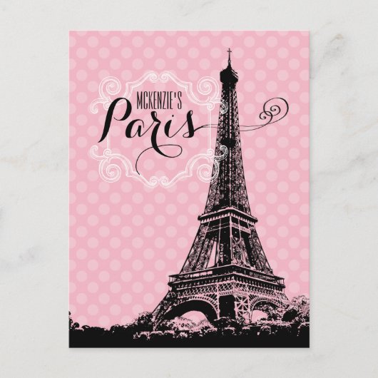 Paris Eiffel Tower Name Postkarte (Vorderseite)