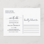 Paris Eiffel Tower Navy Gold Foto Save the Date Ankündigungspostkarte (Rückseite)