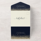 Paris Eiffel Tower Navy Gold Sparkle Wedding All I In One Einladung (Außenbereich)