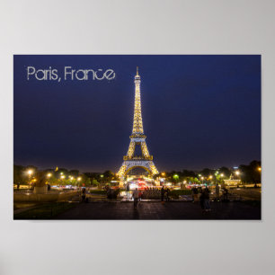 Paris Eiffel Tower Night Lights Poster