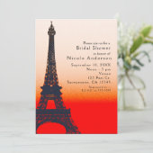 Paris Eiffel Tower Orange Sunset Chic Einladungen (Stehend Vorderseite)