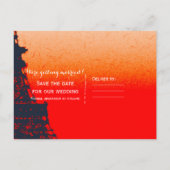 Paris Eiffel Tower Orange Sunset Save the Date Ankündigungspostkarte (Rückseite)