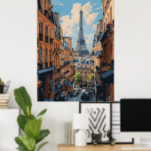Paris Eiffel Tower Panoramaaussicht Poster (Heimbüro)