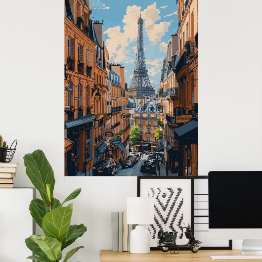 Paris Eiffel Tower Panoramaaussicht Poster (Heimbüro)