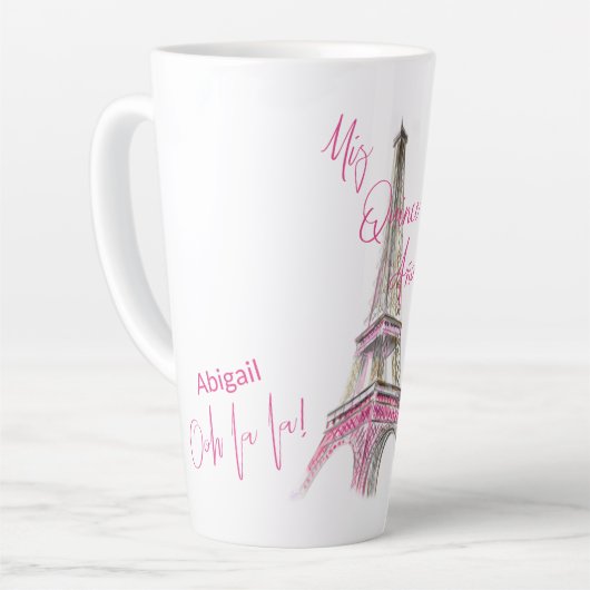 Paris Eiffel Tower Personalisiert Mis Quince Anos Milchtasse (Linke Ecke)