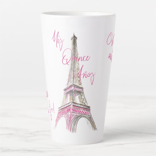Paris Eiffel Tower Personalisiert Mis Quince Anos Milchtasse (Vorderseite)