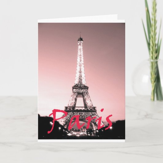 Paris Eiffel Tower Pink Karte (Vorderseite)