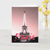 Paris Eiffel Tower Pink Karte (Gelbe Blume)