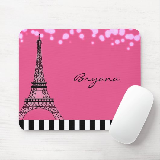 Paris Eiffel Tower Pink Poodle Girls Mouse Pad Mousepad (Mit Mouse)