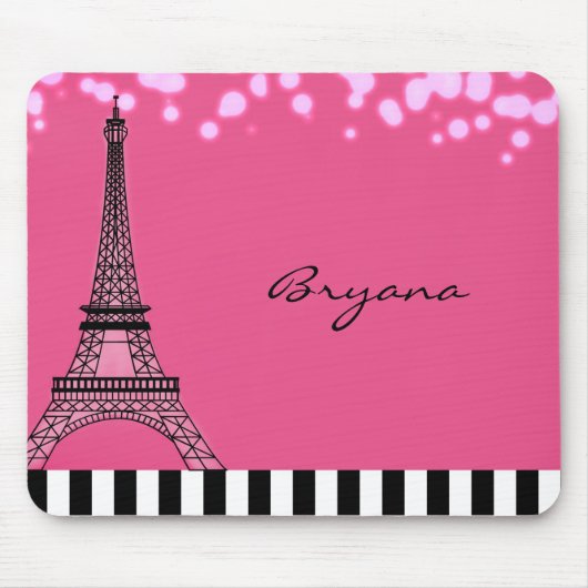 Paris Eiffel Tower Pink Poodle Girls Mouse Pad Mousepad (Vorne)