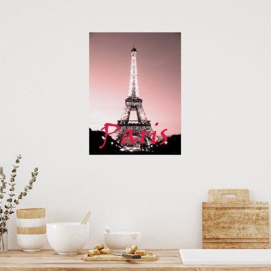 Paris Eiffel Tower Pink Poster (Küche)