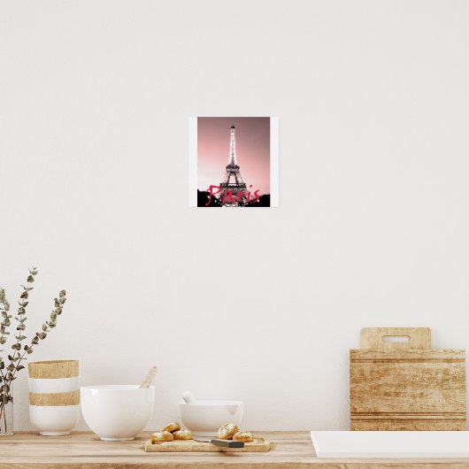 Paris Eiffel Tower Pink Poster (Küche)