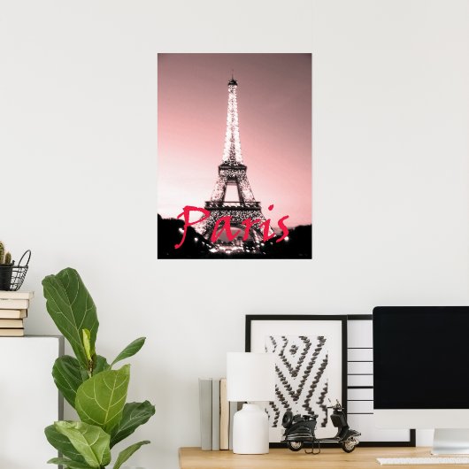 Paris Eiffel Tower Pink Poster (Heimbüro)
