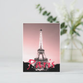 Paris Eiffel Tower Pink Postkarte (Stehend Vorderseite)