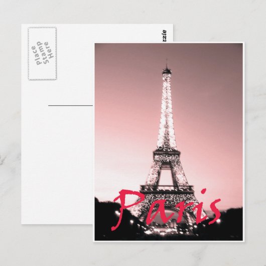 Paris Eiffel Tower Pink Postkarte (Vorne/Hinten)