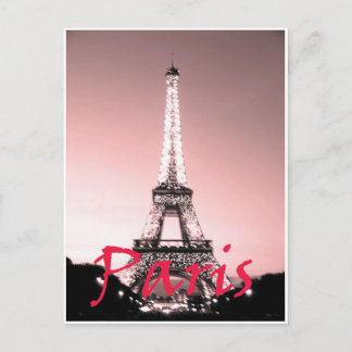 Paris Eiffel Tower Pink Postkarte