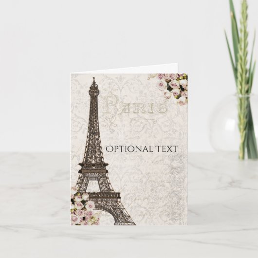 Paris Eiffel Tower Pink Roses Chic Danke (Vorderseite)