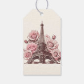 Paris Eiffel Tower & Pink Roses Geschenkanhänger (Rückseite)