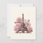 Paris Eiffel Tower & Pink Roses Party Wedding RSVP Einladung (Rückseite)