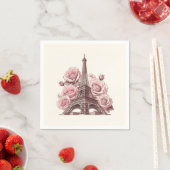 Paris Eiffel Tower & Pink Roses Serviette (Beispiel)