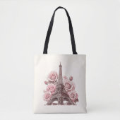Paris Eiffel Tower & Pink Roses Tasche (Vorderseite)