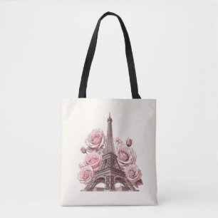 Paris Eiffel Tower & Pink Roses Tasche