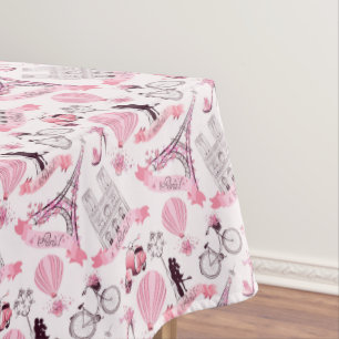 Paris Eiffel Tower Pink Stoff Tablecloth Tischdecke