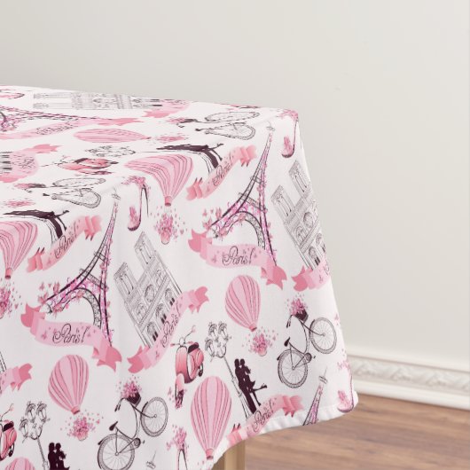 Paris Eiffel Tower Pink Stoff Tablecloth Tischdecke (Beispiel)