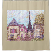 Paris Eiffel Tower pointillism Duschvorhang braun (Vorderseite)