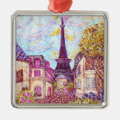 Paris Eiffel Tower Pointillism Landschaft Ornament Aus Metall (Vorne)