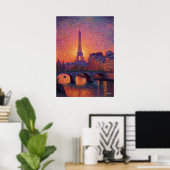 Paris Eiffel Tower Pointillism Sunset Cityscape Ar Poster (Heimbüro)
