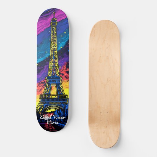 Paris Eiffel Tower Pop Art Skateboard (Vorderseite)